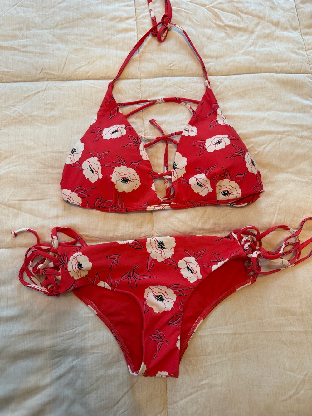 Billabong Coral pink Floral Lace-Up Bikini